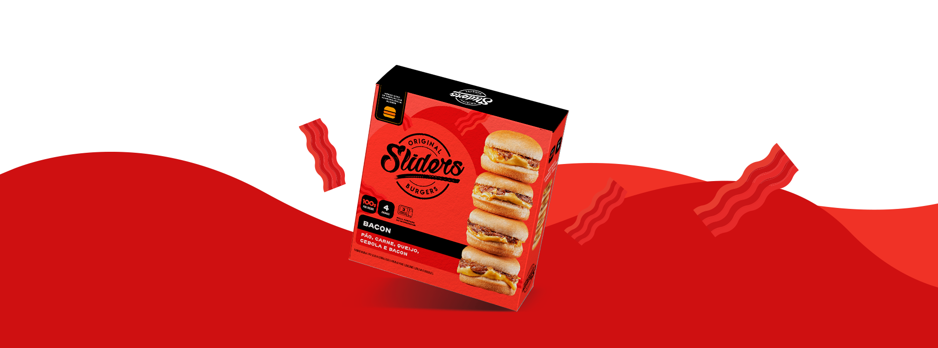 embalagens de sliders sabor bacon